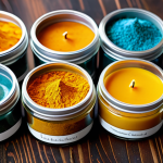 캔들 색소 사용법 - Assorted Candle Dye Types**

"A vibrant display of different candle dye types – liquid dyes in glass...