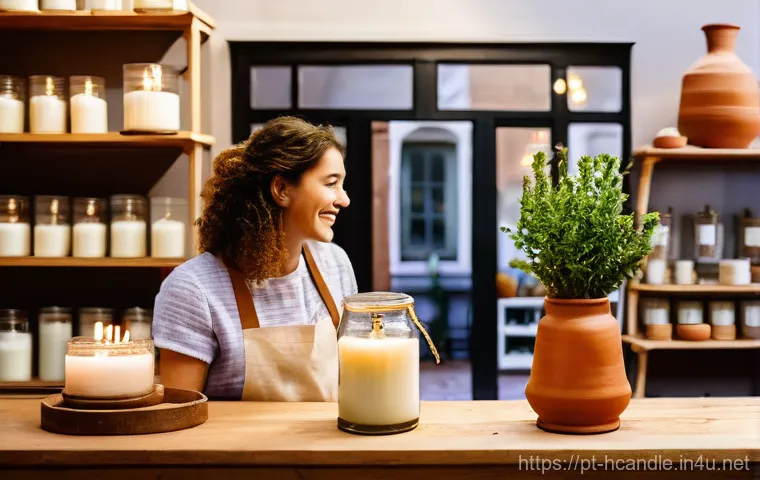 핸드메이드 캔들 고객 관리 - **Prompt: A Warm and Welcoming Artisanal Candle Shop in a Charming Portuguese Town.**
**Descript...